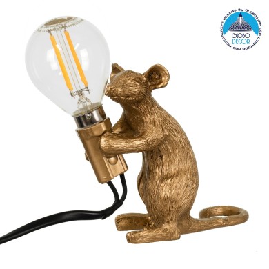 GLOBOSTAR® MOUSE 00680 Vintage Επιτραπέζιο Φωτιστικό Πορτατίφ με Ντουί 1 x E12 AC 220-240V IP20 - Χρυσό - Μ12 x Π4 x Υ10cm